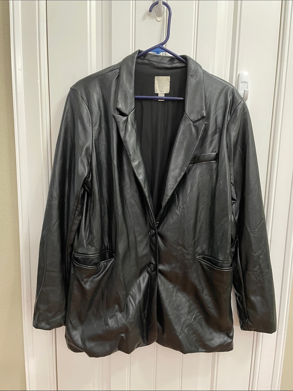 Joie Black Faux Leather Blazer Jacket